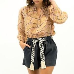 NWT See U Soon Anthropologie animal print leaf motif oversized blouse Small